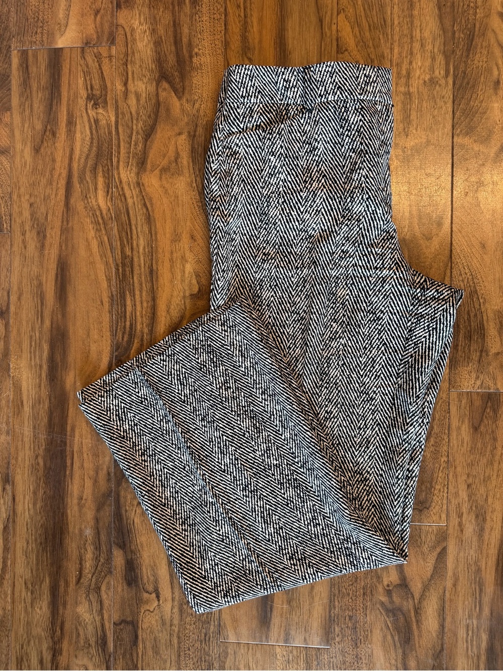 WHBM Herringbone Wide-Leg Trouser Pants